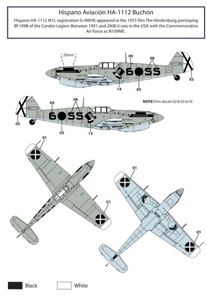 1/32 Scale Bf 109 and Buchon «Condor Legion» decals